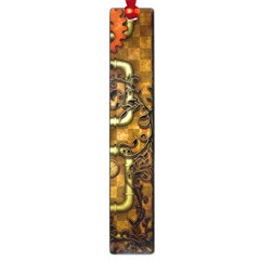 Noble Steampunk Design, Clocks And Gears With Floral Elements Large Book Marks by FantasyWorld7