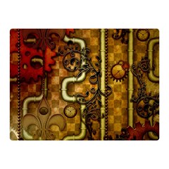 Noble Steampunk Design, Clocks And Gears With Floral Elements Double Sided Flano Blanket (mini)  by FantasyWorld7