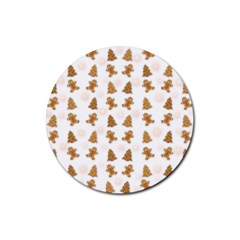 Ginger Cookies Christmas Pattern Rubber Coaster (round)  by Valentinaart