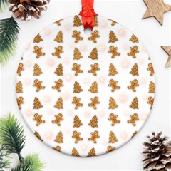 Ginger Cookies Christmas Pattern Round Ornament (two Sides) by Valentinaart