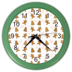 Ginger Cookies Christmas Pattern Color Wall Clocks by Valentinaart