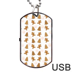 Ginger Cookies Christmas Pattern Dog Tag Usb Flash (one Side) by Valentinaart