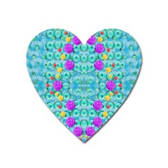 Season For Roses And Polka Dots Heart Magnet by pepitasart