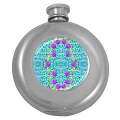 Season For Roses And Polka Dots Round Hip Flask (5 Oz) by pepitasart