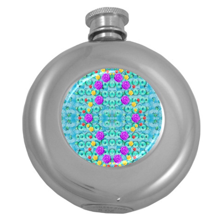 Season For Roses And Polka Dots Round Hip Flask (5 oz)