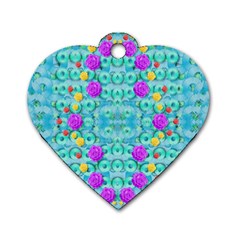 Season For Roses And Polka Dots Dog Tag Heart (one Side) by pepitasart