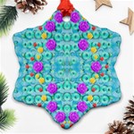 Season For Roses And Polka Dots Snowflake Ornament (Two Sides) Front