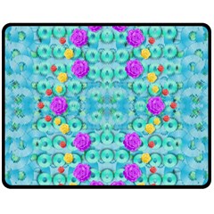 Season For Roses And Polka Dots Double Sided Fleece Blanket (medium)  by pepitasart