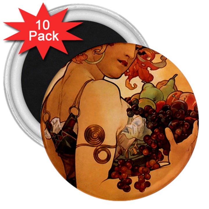 Alfons Mucha   Fruit 3  Magnets (10 pack) 