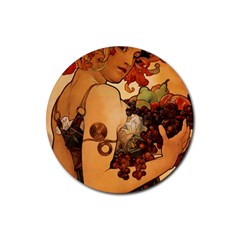 Alfons Mucha   Fruit Rubber Round Coaster (4 Pack)  by NouveauDesign