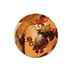 Alfons Mucha   Fruit Magnet 3  (round) by NouveauDesign