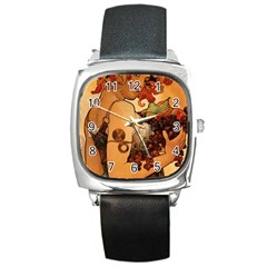 Alfons Mucha   Fruit Square Metal Watch by NouveauDesign