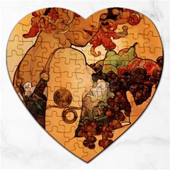 Alfons Mucha   Fruit Jigsaw Puzzle (heart) by NouveauDesign