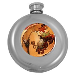 Alfons Mucha   Fruit Round Hip Flask (5 Oz) by NouveauDesign