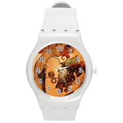 Alfons Mucha   Fruit Round Plastic Sport Watch (m) by NouveauDesign