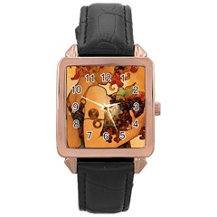 Alfons Mucha   Fruit Rose Gold Leather Watch  by NouveauDesign