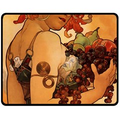 Alfons Mucha   Fruit Double Sided Fleece Blanket (medium)  by NouveauDesign