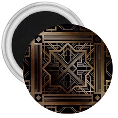 Gold Metallic And Black Art Deco 3  Magnets by NouveauDesign