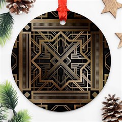 Gold Metallic And Black Art Deco Ornament (round) by NouveauDesign