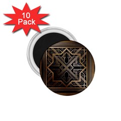 Gold Metallic And Black Art Deco 1 75  Magnets (10 Pack)  by NouveauDesign