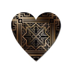 Gold Metallic And Black Art Deco Heart Magnet by NouveauDesign