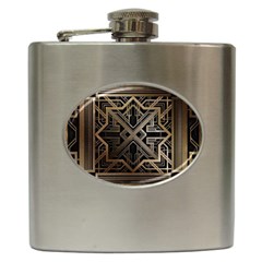 Gold Metallic And Black Art Deco Hip Flask (6 Oz) by NouveauDesign