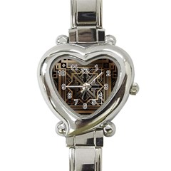 Gold Metallic And Black Art Deco Heart Italian Charm Watch by NouveauDesign