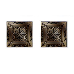 Gold Metallic And Black Art Deco Cufflinks (square) by NouveauDesign