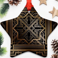 Gold Metallic And Black Art Deco Star Ornament (two Sides) by NouveauDesign