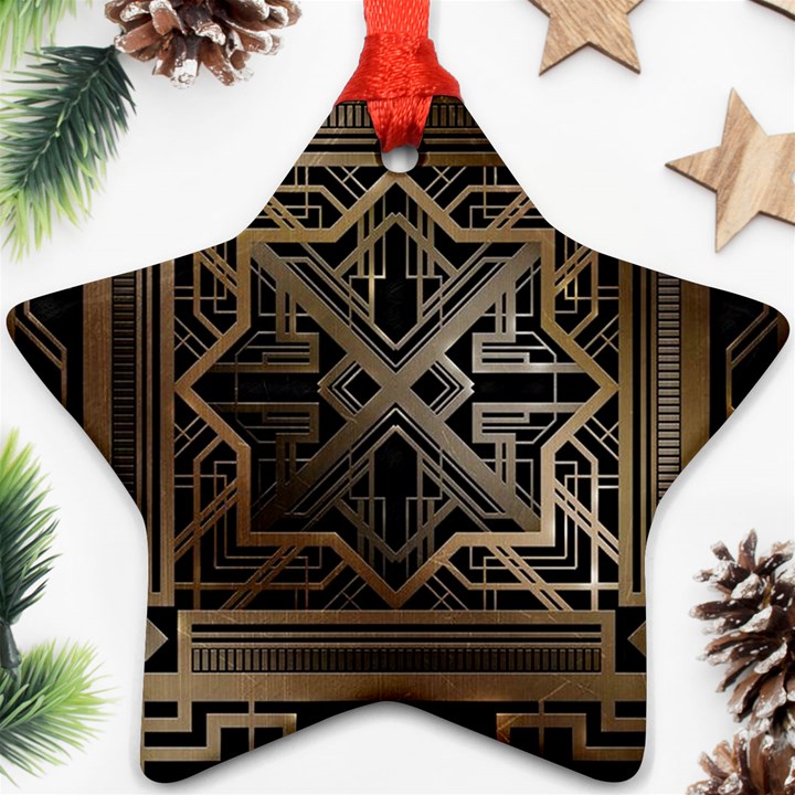 Gold metallic and black art deco Star Ornament (Two Sides)