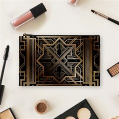 Gold Metallic And Black Art Deco Cosmetic Bag (medium)  by NouveauDesign