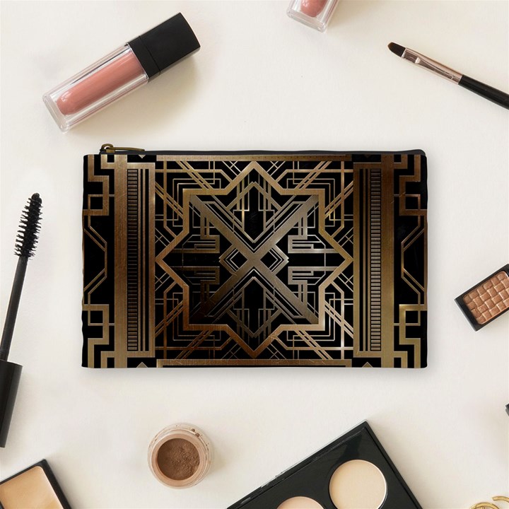 Gold metallic and black art deco Cosmetic Bag (Medium) 