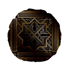 Gold Metallic And Black Art Deco Standard 15  Premium Round Cushions by NouveauDesign