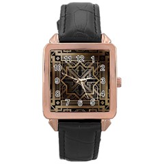 Gold Metallic And Black Art Deco Rose Gold Leather Watch  by NouveauDesign