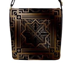 Gold Metallic And Black Art Deco Flap Messenger Bag (l)  by NouveauDesign