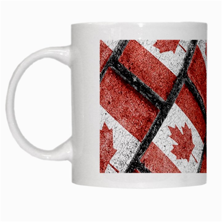 Canadian Flag Motif Pattern White Mugs