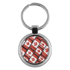 Canadian Flag Motif Pattern Key Chains (round)  by dflcprints