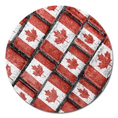 Canadian Flag Motif Pattern Magnet 5  (round) by dflcprints