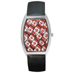 Canadian Flag Motif Pattern Barrel Style Metal Watch by dflcprints