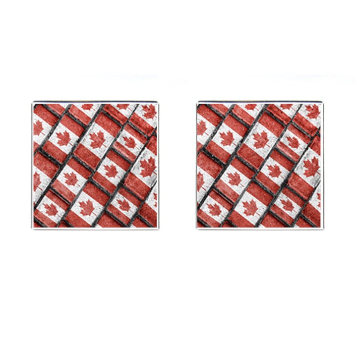 Canadian Flag Motif Pattern Cufflinks (Square)