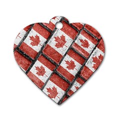 Canadian Flag Motif Pattern Dog Tag Heart (two Sides) by dflcprints