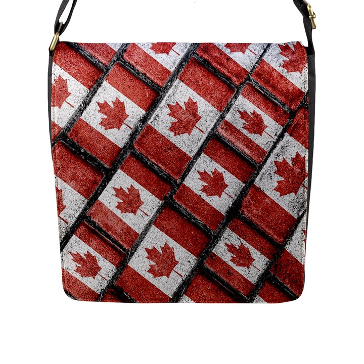 Canadian Flag Motif Pattern Flap Messenger Bag (L) 