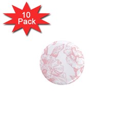 Vintage Pink Floral 1  Mini Magnet (10 Pack)  by NouveauDesign