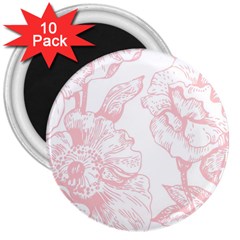 Vintage Pink Floral 3  Magnets (10 Pack)  by NouveauDesign