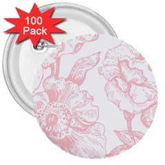 Vintage Pink Floral 3  Buttons (100 Pack)  by NouveauDesign