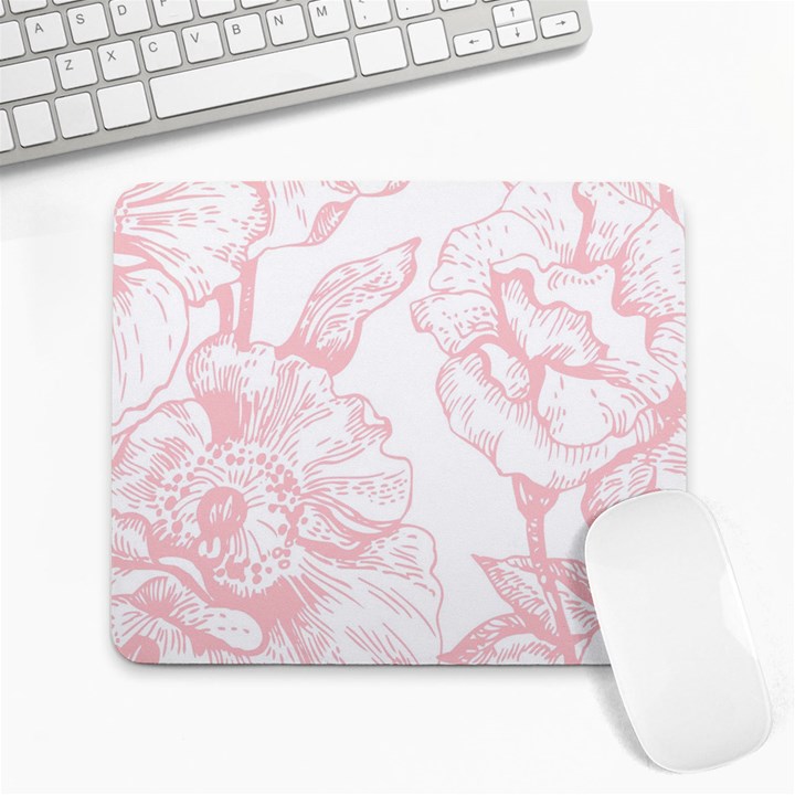 vintage pink floral Large Mousepads