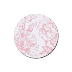 Vintage Pink Floral Rubber Coaster (round)  by NouveauDesign