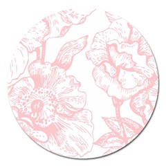 Vintage Pink Floral Magnet 5  (round) by NouveauDesign