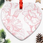 vintage pink floral Heart Ornament (Two Sides) Front