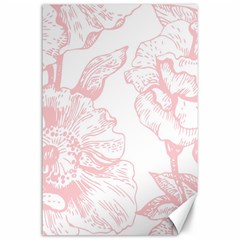 Vintage Pink Floral Canvas 24  X 36  by NouveauDesign